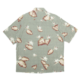 CARIBBEAN Mens Hawaiian Shirt Green Silk Floral M