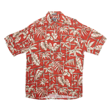 ST JOHN'S BAY Mens Hawaiian Shirt Red Floral M
