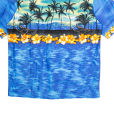 HAWAIIAN TOGS Mens Hawaiian Shirt Blue Crazy Pattern M