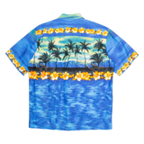 HAWAIIAN TOGS Mens Hawaiian Shirt Blue Crazy Pattern M