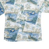 ST JOHN'S BAY Mens Hawaiian Shirt Blue Crazy Pattern L