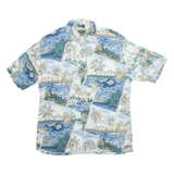ST JOHN'S BAY Mens Hawaiian Shirt Blue Crazy Pattern L
