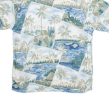 ST JOHN'S BAY Mens Hawaiian Shirt Blue Crazy Pattern L