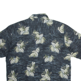 PARADISE COVES Mens Hawaiian Shirt Black Silk Crazy Pattern XL