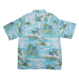 M.E SPORT Mens Hawaiian Shirt Blue Crazy Pattern XL
