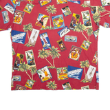 KOKO ISLAND Mens Hawaiian Shirt Red Crazy Pattern 2XL
