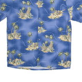 ISLAND SHORES Mens Hawaiian Shirt Blue Crazy Pattern L