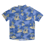 ISLAND SHORES Mens Hawaiian Shirt Blue Crazy Pattern L
