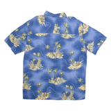 ISLAND SHORES Mens Hawaiian Shirt Blue Crazy Pattern L