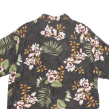 CARIBBEAN JOE Mens Hawaiian Shirt Black Linen Floral M