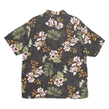 CARIBBEAN JOE Mens Hawaiian Shirt Black Linen Floral M