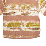 KOMAN Mens Hawaiian Shirt Brown Crazy Pattern XL