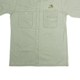 REDHEAD Fish Embroidery Mens Plain Shirt Green 90s M