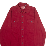 WRANGLER Mens Plain Shirt Red 90s Long Sleeve S