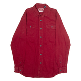 WRANGLER Mens Plain Shirt Red 90s Long Sleeve S