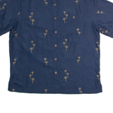 CARIBBEAN Mens Hawaiian Shirt Blue 90s L