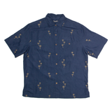 CARIBBEAN Mens Hawaiian Shirt Blue 90s L