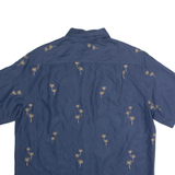 CARIBBEAN Mens Hawaiian Shirt Blue 90s L