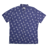 ISLAND SHORES Sailboat Mens Shirt Blue 90s Crazy Pattern L