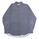 COTTON MILL Mens Shirt Blue 90s Diamond Long Sleeve L