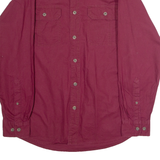 REDHEAD Mens Plain Shirt Maroon 90s Long Sleeve M