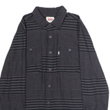 LEVI'S Mens Shirt Black 90s Striped Long Sleeve S
