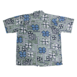 ROUNDY BAY Mens Hawaiian Shirt Green 90s Floral XL