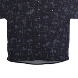 CAMPIA MODA Mens Hawaiian Shirt Black 90s Floral XL