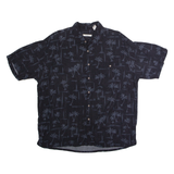 CAMPIA MODA Mens Hawaiian Shirt Black 90s Floral XL