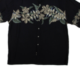 PIERRE CARDIN Mens Hawaiian Shirt Black Floral XL