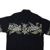 PIERRE CARDIN Mens Hawaiian Shirt Black Floral XL