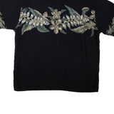 PIERRE CARDIN Mens Hawaiian Shirt Black Floral XL