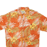 ISLAND SHORES Mens Hawaiian Shirt Orange Floral M