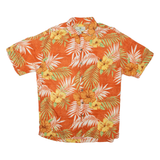 ISLAND SHORES Mens Hawaiian Shirt Orange Floral M