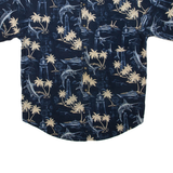 PURITAN Mens Hawaiian Shirt Blue Crazy Pattern L