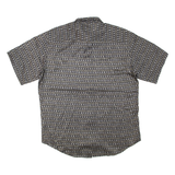 PERRY ELLIS Mens Shirt Grey Silk Geometric L