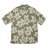 CARIBBEAN Mens Hawaiian Shirt Green Floral M