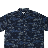 CROFT & BARROW Mens Hawaiian Shirt Blue Crazy Pattern XL