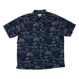 CROFT & BARROW Mens Hawaiian Shirt Blue Crazy Pattern XL