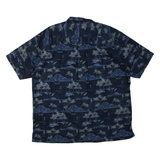 CROFT & BARROW Mens Hawaiian Shirt Blue Crazy Pattern XL