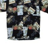 NATURAL ISSUE Mens Hawaiian Shirt Black Crazy Pattern S