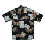NATURAL ISSUE Mens Hawaiian Shirt Black Crazy Pattern S