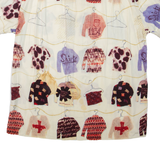 MATSUDA Mens Shirt Beige Crazy Pattern M