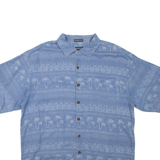 ST. JOHN'S BAY Mens Hawaiian Shirt Blue Silk M