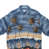 PIERRE CARDIN Mens Hawaiian Shirt Blue Crazy Pattern M