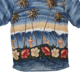 PIERRE CARDIN Mens Hawaiian Shirt Blue Crazy Pattern M