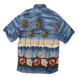PIERRE CARDIN Mens Hawaiian Shirt Blue Crazy Pattern M