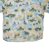 CAMPIA Mens Hawaiian Shirt White Crazy Pattern XL