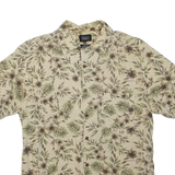 HAGGAR Mens Hawaiian Shirt Green Silk Floral S