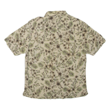 HAGGAR Mens Hawaiian Shirt Green Silk Floral S